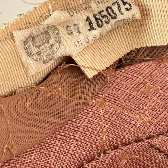 Sequin Pillbox Hat Vintage Gold Brocade Cocktail Netting Union Tag UHCMW Label - Picture 3 of 11